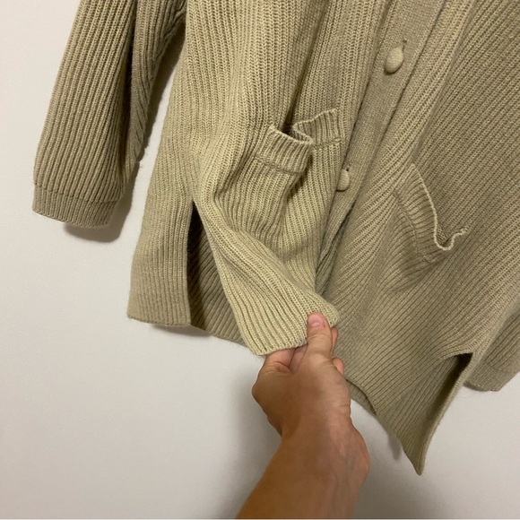 Yarnworks Vintage Tan Long Button Front Cardigan Large - Picture 5 of 12